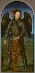 The Virgin and Child with SS. Raphael and Michael: Left Hand Panel of St. Michael